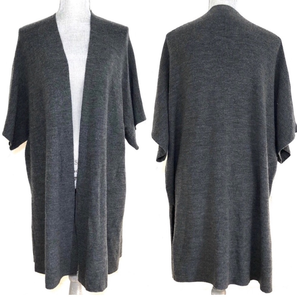 Eileen Fisher gray long open front cardigan